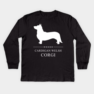 Cardigan Welsh Corgi Dog White Silhouette Kids Long Sleeve T-Shirt